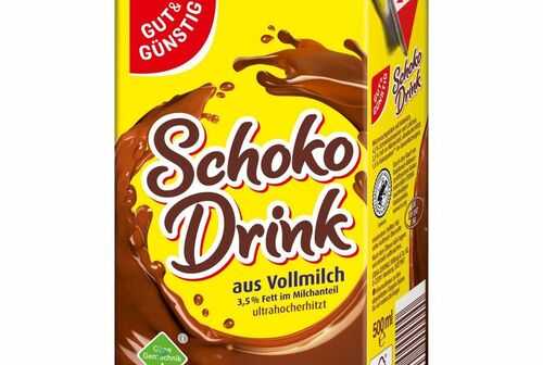 Gut & Günstig Schoko-Drink 3,5% Fett mit Papier-Trinkhalm, 0,5l Gut & Günstig Schoko-Drink 3,5% Fett mit Papier-Trinkhalm, 0,5l